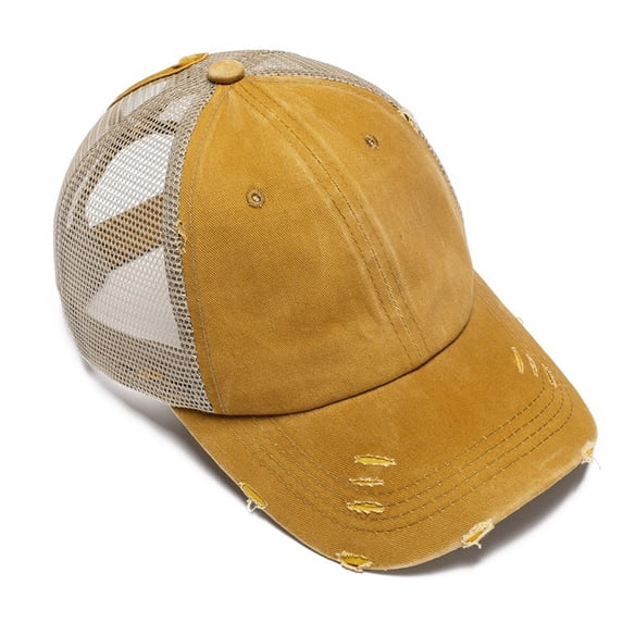 Ticikt Womens Ponytail Hat Baseball Cap High Messy Bun Ponycap Hats Quick Drying Mesh Hat,Color:Yellow