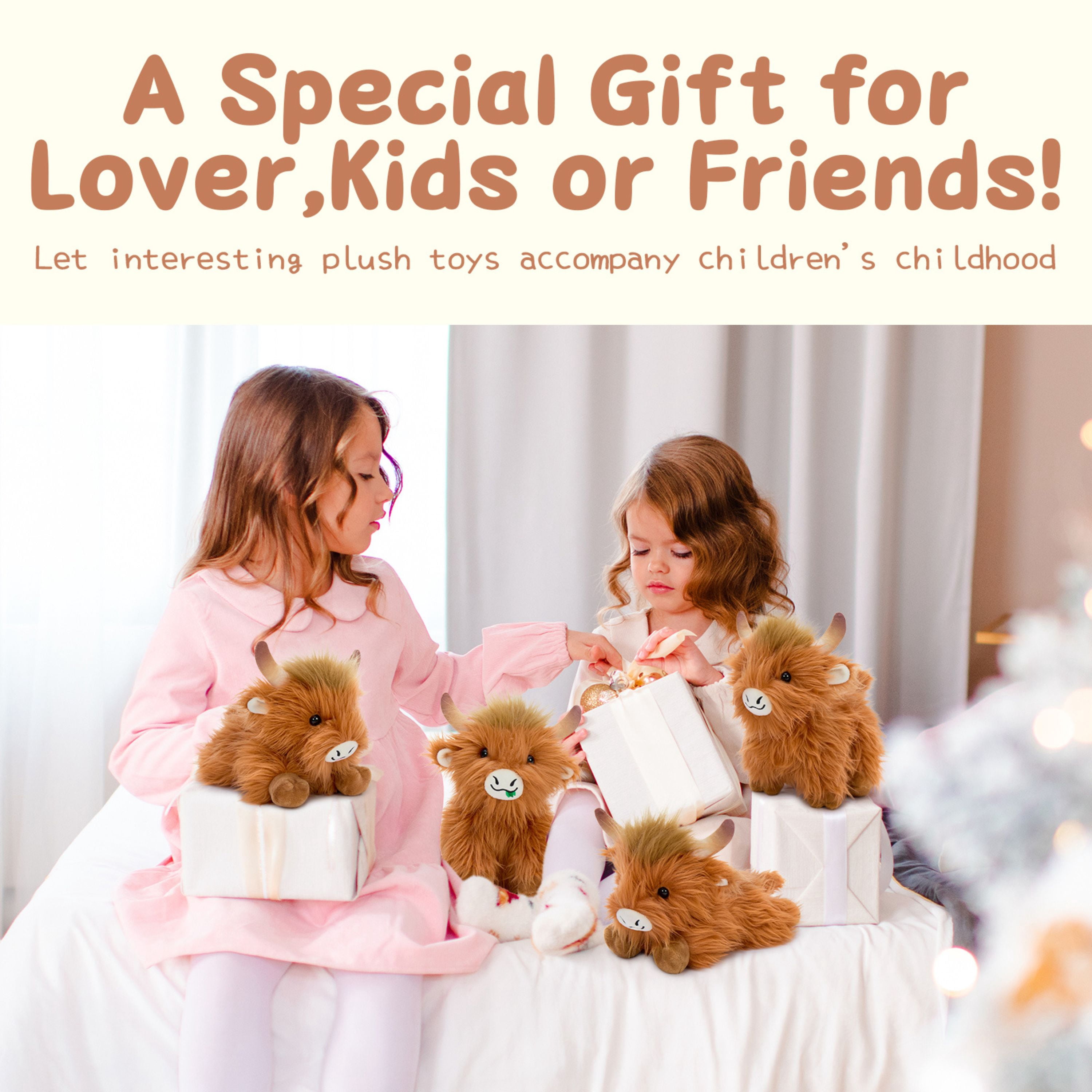 Tezituor 4Pcs Highland Cow Stuffed Animals Stuffed Animals Bulk Plush Toy