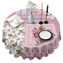 Pioneer Flower Floral Print Pattern Round Tablecloth 60"x60",Wrinkle Wipeable Table Cloth for Kitchen Dining Room Picnic Patio Party
