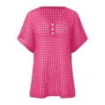 thumbnail image 4 of HJYCHN T-Shirts pour Femmes Été Décontracté Haut en Tricot Blouse de Plage Cache-Maillot Col Rond T-Shirt Uni Hauts pour Femmes Manches Courtes Rose m, 4 of 5