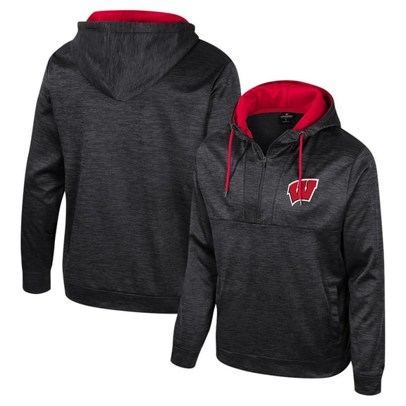 Men's Colosseum Black Wisconsin Badgers Cypher Half-Zip Hoodie