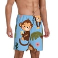 thumbnail image 3 of Rocae Monkeys Swinging from Palms for Men's Soft Sleep Pajama Shorts, Waistband and Pockets, 3 of 9