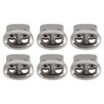 thumbnail image 7 of Uxcell 0.94''x0.83''x0.35'' Spring Cord Locks Rope Fastener Double Holes Toggle Stoppers Plastic Silver Tone 6pcs, 7 of 7