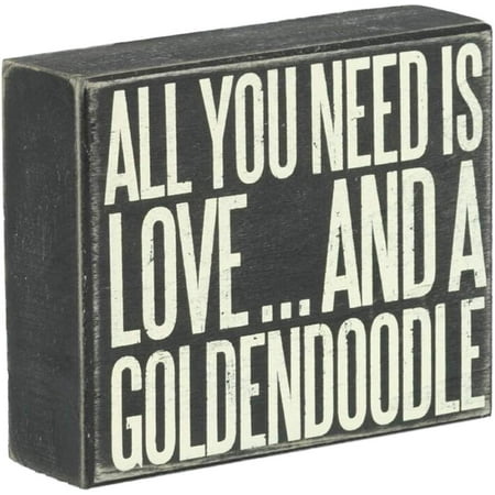 JennyGems Wood Box Sign All You Need Is Love And A Goldendoodle