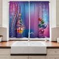 thumbnail image 2 of Ambesonne Christmas Kitchen Curtains, Party Celebration Xmas, 55"x45", Purple Lilac and Blue, 2 of 3