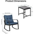 thumbnail image 6 of Wallowsun 3 Pieces Patio Bistro Set Outdoor Rocking Chair w Blue Cushion for Yard Garden Poolside, 6 of 9