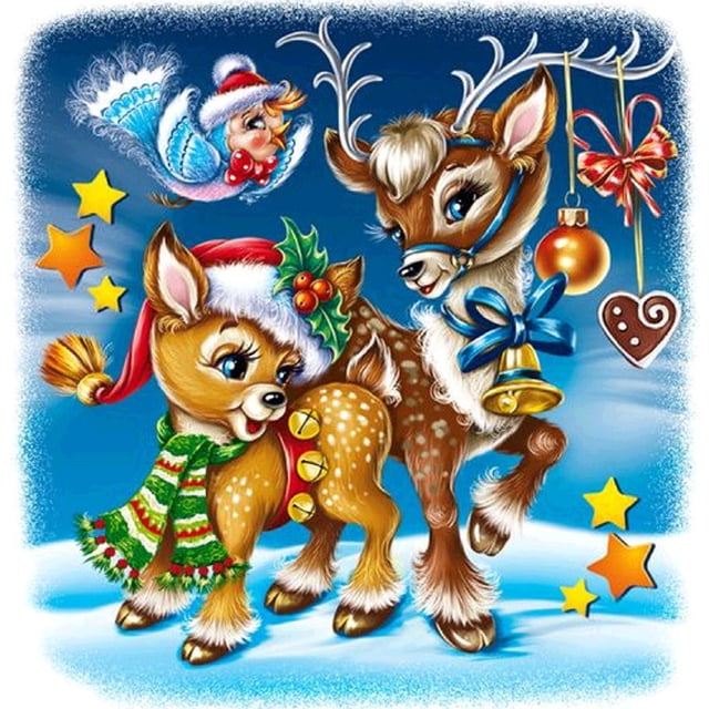 Pintura de Diamante 5D Wdftyju DIY Navidad Elk 30x30cm Kit de Decoración del Hogar