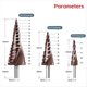 thumbnail image 4 of Juego de brocas escalonadas, 3 brocas de titanio, métricas, de 4 mm a 32 mm, brocas cónicas para metal, madera y PVC., 4 of 4