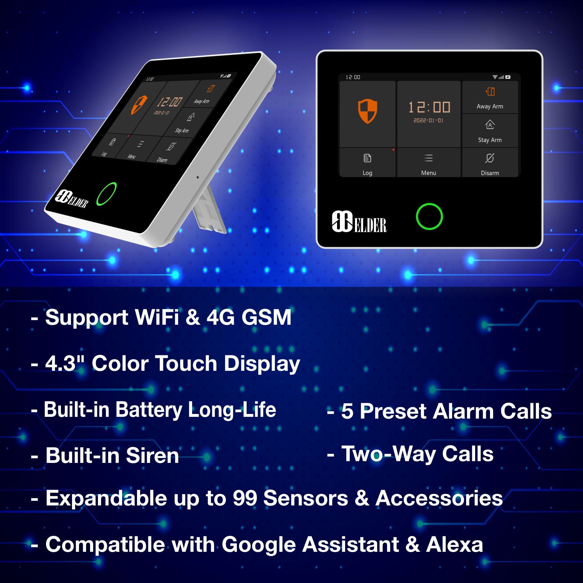 Home Alarm System Security Wireless Smart 8-Piece Kit DIY, WiFi & 4G Touch Panel, Doorbell, Motion & Door Alarm Sensor Security, Smart Home Burglar Alarm System & Business Security, Elder Brand