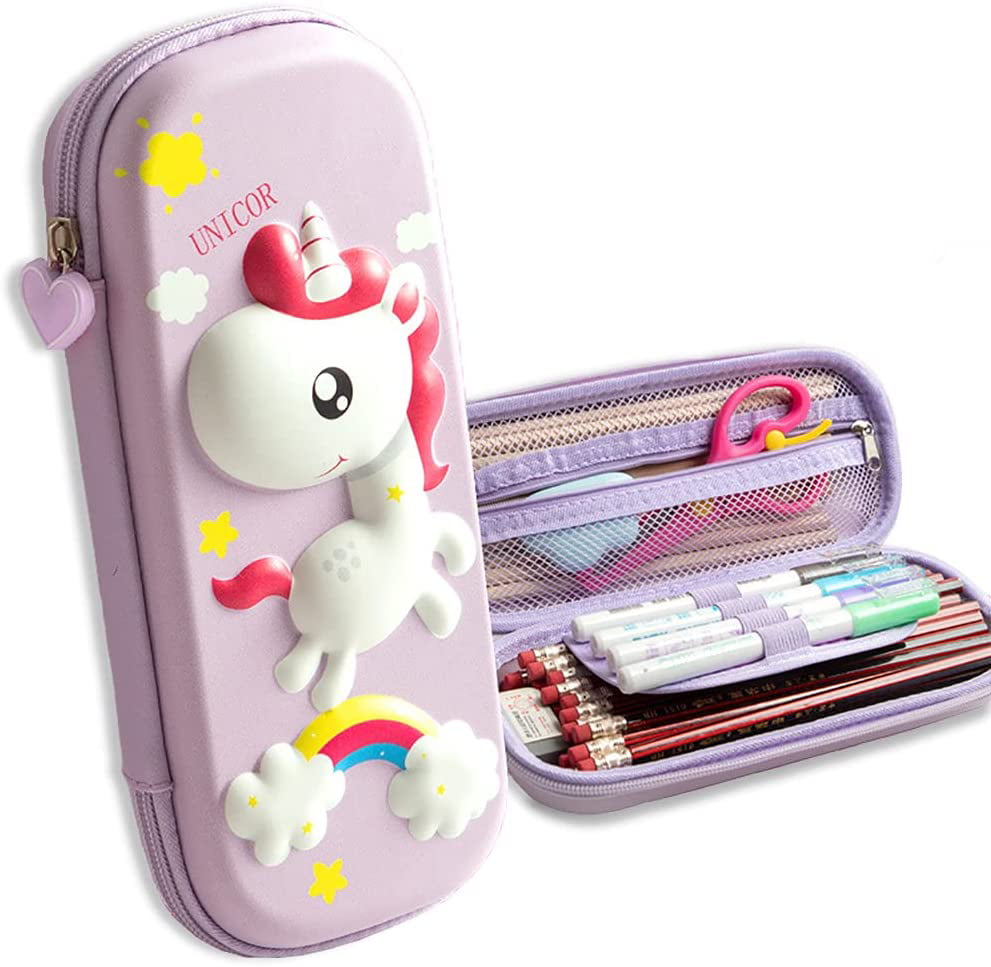 Cute Kawaii Rainbow Llama Unicorn Pencil Pen Organizer Zipper Pouch Case 