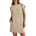 thumbnail image 5 of Valcatch Women's Casual Summer Short Sleeve T Shirt Dress Crew Neck Loose Solid Color Basic Dresses with Pockets, 5 of 5