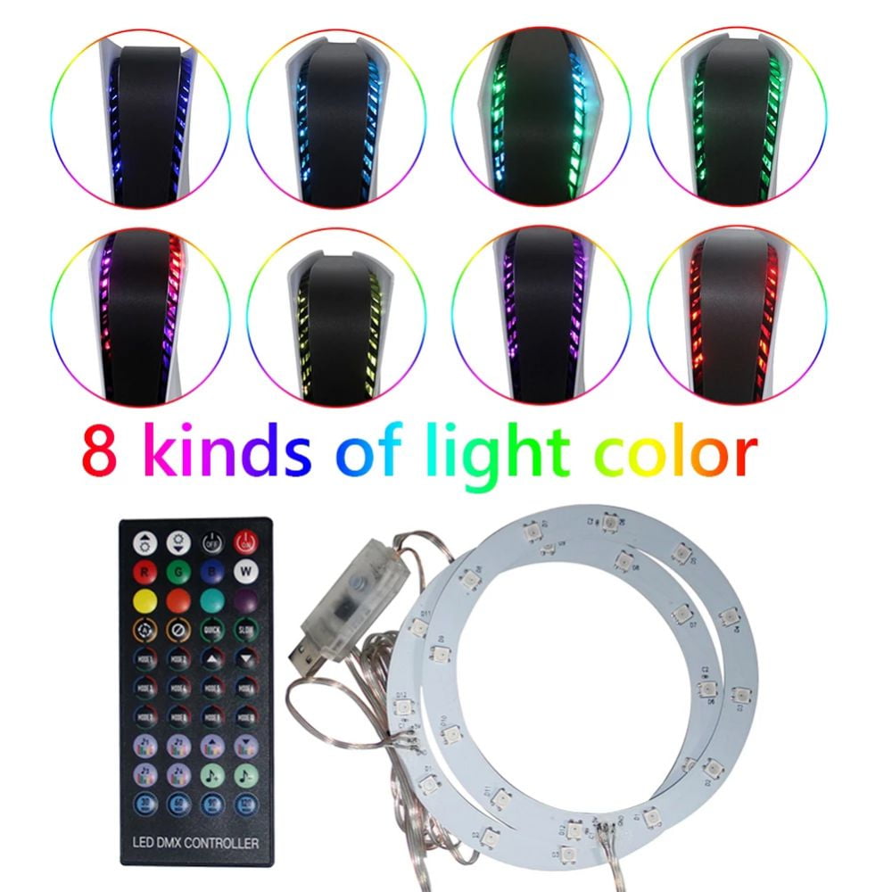 RGB LED Light Strip for PS5 Disc & Digital Edition LED Light Strip DIY Decoration Accessories for Playstation 5 Console 5050 RGB Flexible LED Strip with 7 Colors 358 Effects 