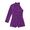 thumbnail image 3 of Ocealan Kids Girls Shiny Dance Leotard Unitard Biketard with Shorts Jumpsuit Ballerina Ballet Performance Costume Purple 6, 3 of 6
