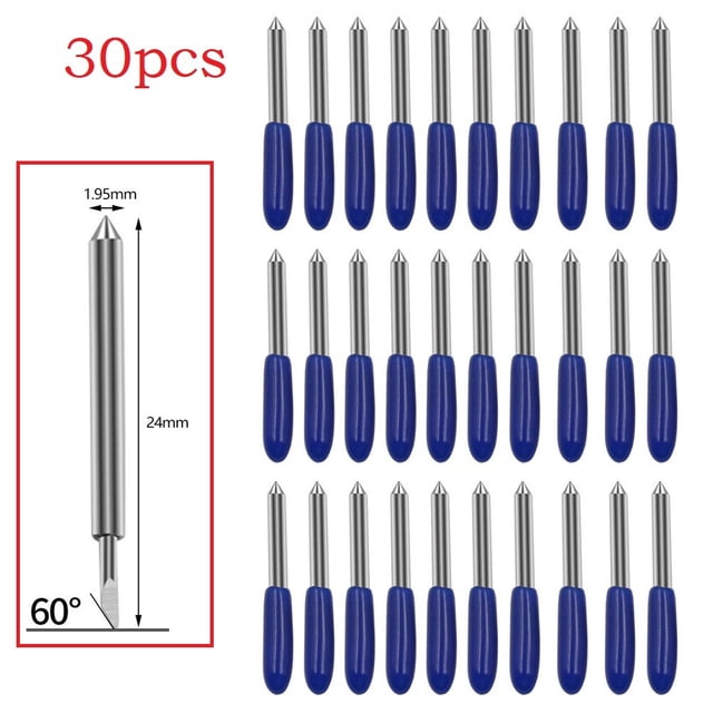 Lefu 30pcs 30/45/60 Degrees Replacement Blades For Roland Cricut Plotter Blade Cutter