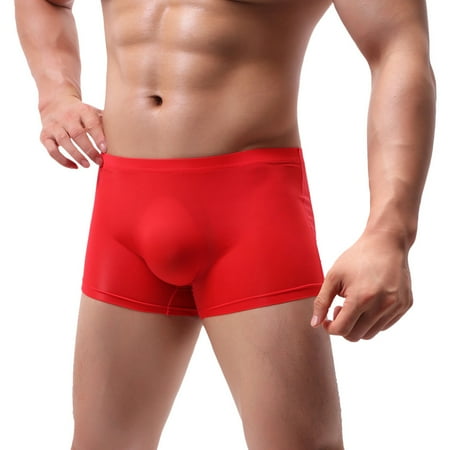 

Panties For Men Underpants Pure Color Breathable Patchwork Ice-Silk Underwear