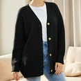 thumbnail image 5 of Women'S Stripe Sweaters Oversized Button Sweaters V Neck Loose Knit Outerwear, 5 of 7