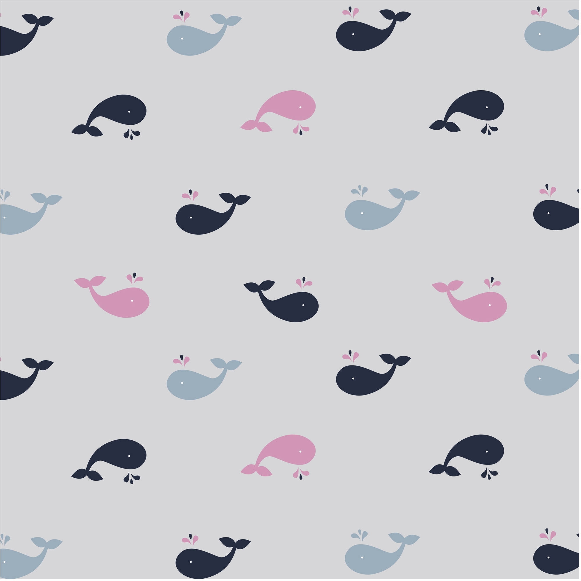 Bacati - Little Sailor Whales Girls Crib/Toddler Bed Fitted Sheets 100% Cotton Muslin 2 Pack, Pink/Navy