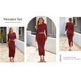 thumbnail image 5 of PRETTYGARDEN Women's Spring Fall 2 Piece Sweater Set Rib Knit Long Sleeve Crop Top Maxi Bodycon Skirt Casual Winter Outfits, 5 of 6