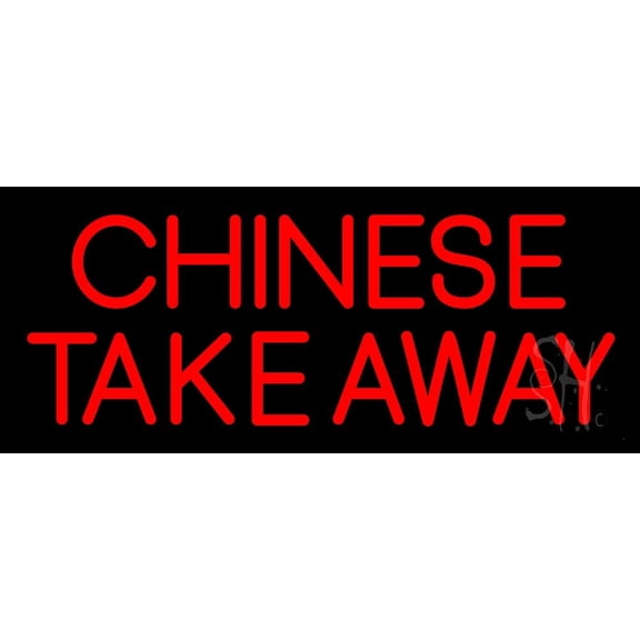 Chinese Take Away LED Neon Sign 10 x 24 - inches, Clear Edge Cut Acrylic Backing, with Dimmer - Bright and Premium built indoor LED Neon Sign for Bar decor.