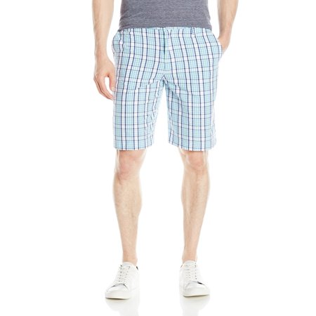 IZOD NEW Blue Mens Size 42 Khakis Portsmith Plaid Button-Front Shorts