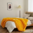 thumbnail image 6 of Hand Knitted Chunky Blanket Throws:Weighted Knit Blanket Throw,Handmade Chunky Yarn Blanket for Sofa and Bedroom,Soft Thick Knit Throw Blanket,Fluffy and Cozy,47×70 Inch (Orange), 6 of 15