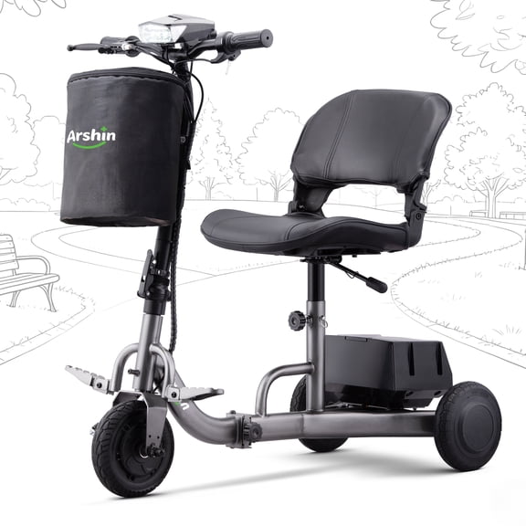 QEASET Foldable Lightweight Electric Mobility Scooter for Adults – Compact Short-Distance Travel Aid, Grey