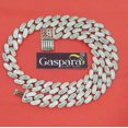 thumbnail image 4 of Gaspara Miami Link Baguette 20'' Cubic Zirconia Cuban Chain Necklace 925 Sterling Silver for Men's, 4 of 4
