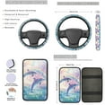 thumbnail image 3 of Yuyamidu Cute Dolphin Car Seat Covers Full Set of 13 Rainbow Steering Wheel Cover Seat Belt Pads Armrest Cover Cup Holders Keychain Auto Interior Accessories, 3 of 6