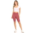 thumbnail image 5 of Women's Solid Printed High-Waist Biker Shorts - Stretchy, Comfortable Activewear, 5 of 5