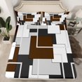 thumbnail image 2 of Castle Fairy Brown Rectangle 4pcs Bed Sheets for Teens,Abstract Minimalist King Sheets,Geometric Stripes Super Cozy Sheet Set,Super Cozy Room Decor, 2 of 7