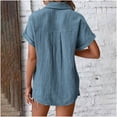thumbnail image 4 of Ltctricy Summer Tops for Women Trendy Short Sleeve Half Button V Neck Collared Pleated T-Shirts Casual Loose Tunic Blouses, 4 of 6