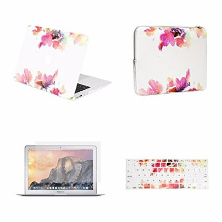 TOP CASE - 4 in 1 Bundle Deal Air 13-Inch Vibrant Summer Graphics Rubberized Hard Case, Keyboard Cover, Screen Protector and Sleeve Bag for MacBook Air 13