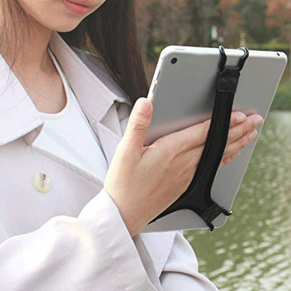 Non Slip Elastic Triangular Fixed Black One Handed Operation Tablet Hand Strap