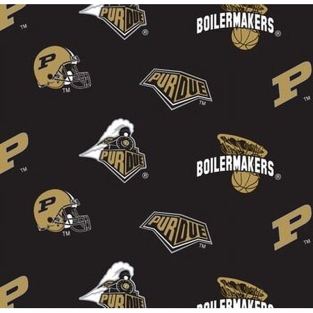 Purdue University Fabric Super Soft Collegiate Classic Fleece Allover Design-Sold by the Yard