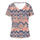 thumbnail image 3 of Tops Cortos para las Mujeres Impresión V-Cuello Suéter Blusa, Manga Corta de Poliéster Top de Moda, Lavado a Mano Todas las Estaciones Desgaste Casual, 3 of 4