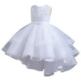 thumbnail image 4 of Girls' Summer Solid Color Sleeveless Round-Neck Mesh Princess Dress Zi Shoulder Wedding Dress For Kids Cocktail Dress For Girls, 4 of 7
