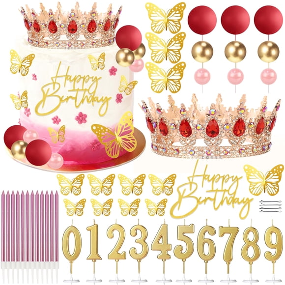 Kit de decoración para pastel con corona SUTROMA para fiesta de cumpleaños