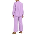 thumbnail image 7 of YDFCWXW 2 Piece Outfits for Women Casual Lounge Sets Long Sleeve Button Down Shirts and Wide Leg Pants Sets Tracksuit Purple, S, 7 of 7