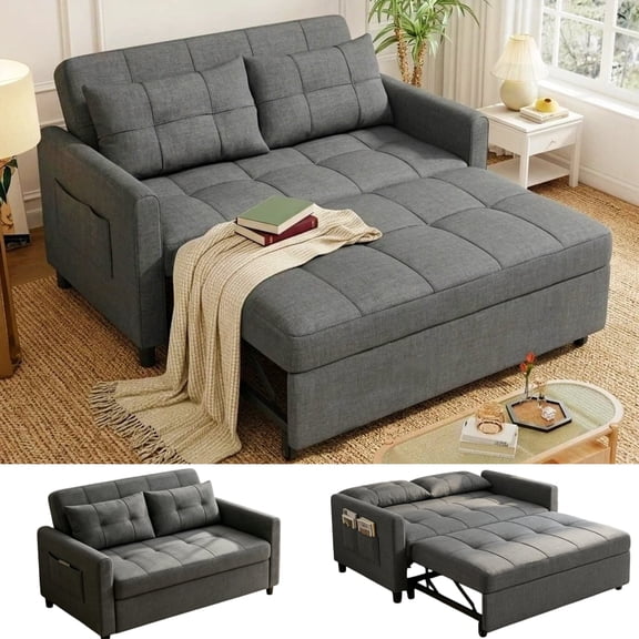 71.7"L Sofa Bed, Lofka 3-in-1 Convertible Sofa Bed with Storage, 5-Level Adjustable Back - Sleeper Couches for Living Room, Dark Grey