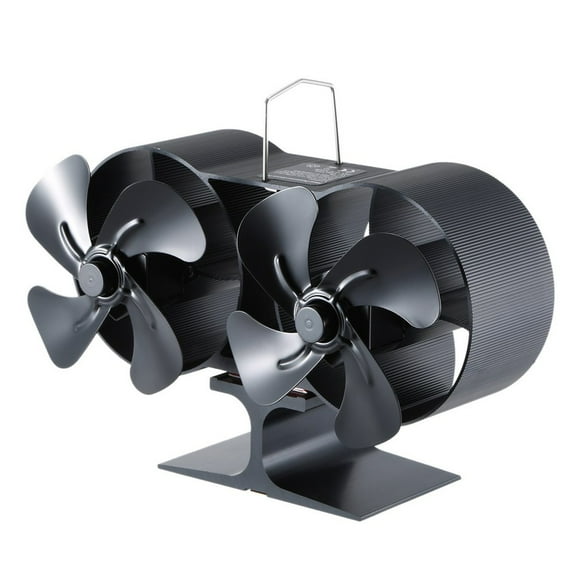 8-Blade Dual Head Heat Powered Wood Stove Fan Mini Fireplace Fan Furnace Air Blower for