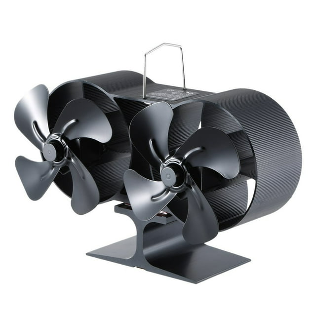 Ventilateur de Poêle à Bois à Double Tête à 8 Lames, Mini Cheminée, Souffleur d'Air