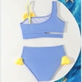 thumbnail image 4 of Staki Girls Swim Suit Girls Swimsuits Swimwear Bathing Suit Beach Bikini Two Piece Tie Front Swimsiuts 3-7Y(Blue,3-4 Years), 4 of 5