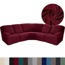 Topchances Stretch 7 Pieces Polyester Recliner Sofa Slipcover, Wine Red