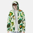 thumbnail image 3 of Pofeuu Green Avocado Print Sun Protection Outdoor Lightweight Full Zip UV Cooling Hoodie Long Sleeve Summer Clothing for Outdoor Hiking-Large, 3 of 5