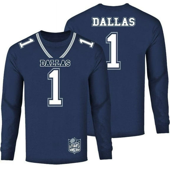 Men's Football Team Jersey Long Sleeve Shirt Dallas - Navy L