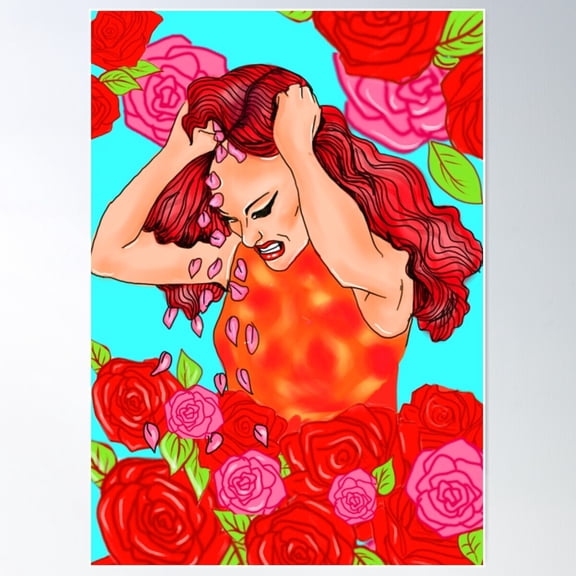 Sasha Velour - Flower Reign Poster Wall Art, Modern Wall Decor For Living Room Bedroom, 8x12 UNFRAMED