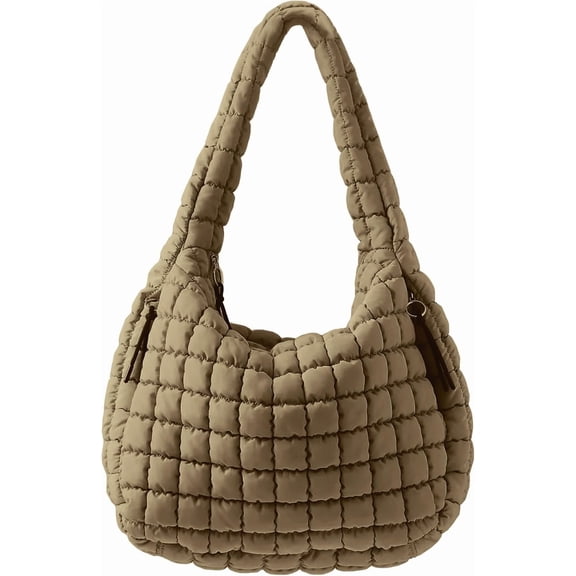 Puffer Quilted Shoulder Bag for Women Padding Shoulder Bag Puffy Hobo Bag Trendy Tote Bag 2024