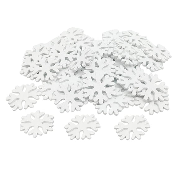 EHJRE 100 Pieces Pure White Wooden Snowflake Cutouts Craft Embellishment Wood Ornament
