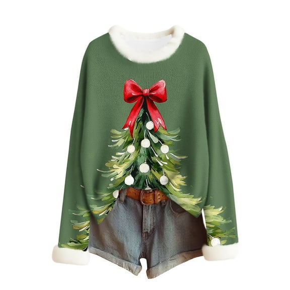 Fall Saving Talove Long Sleeve Shirts for Women Graphic Printed Sweatshirt Women Fall Clothes Crew Neck T-Shirts Womens Tops Plus Size Dressy Casual Christmas Shirts