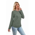 thumbnail image 3 of Ronuti Womens Sweaters Long Sleeve Shirts Fall Fashion 2026 Trendy Tops Ruched Outfits Winter Clothing Green Shirts, 3 of 8